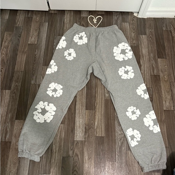 Gray Joggers with White Floral Pattern